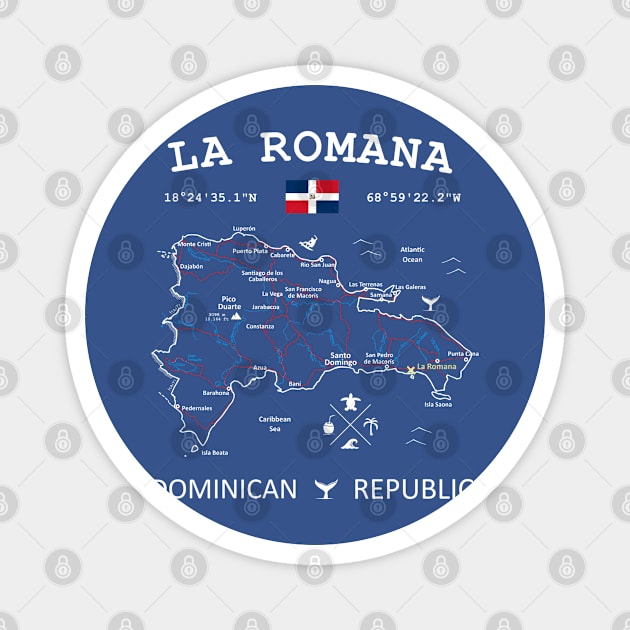 La Romana Dominican Republic Flag Travel Map Coordinates GPS Magnet by French Salsa